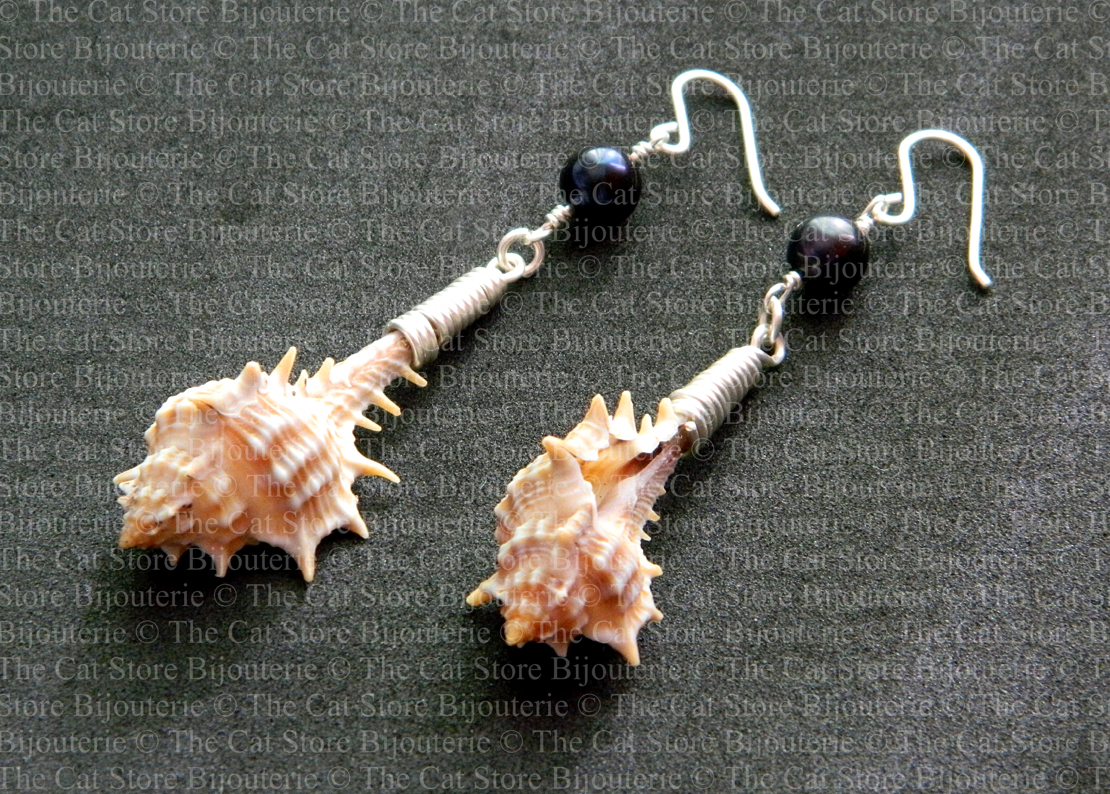 boucles d'oreilles modèle trésors de la mer night fall  THE CAT STORE Bijouterie