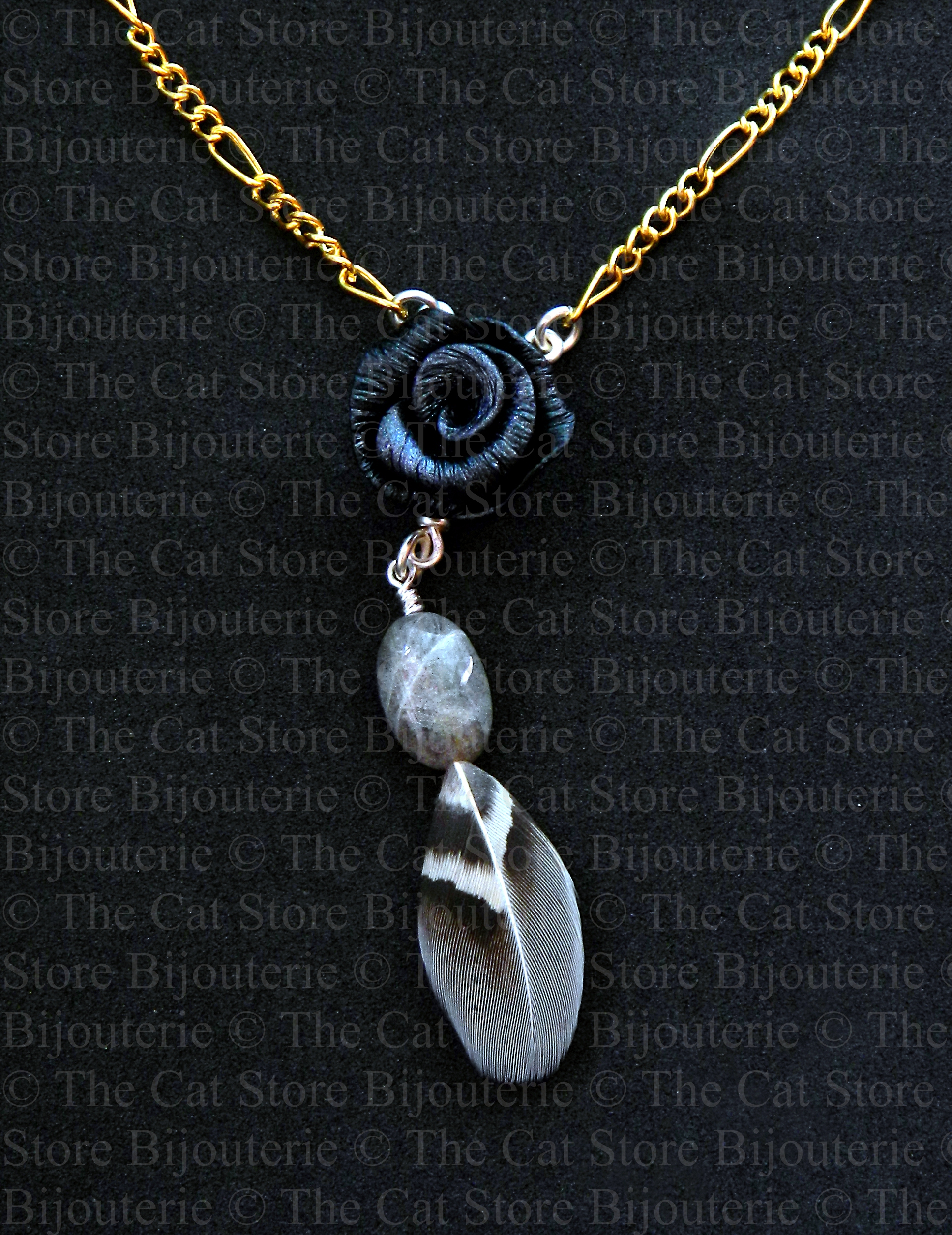 collier pendentif black roses THE CAT STORE Bijouterie